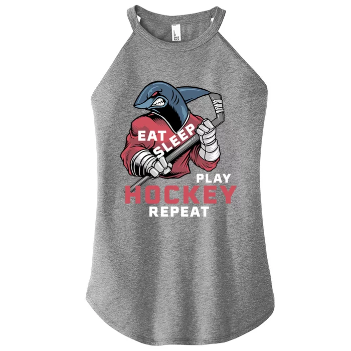 Eat Sleep Hockey Repeat Ice Sharkhockey Cool Gift Women’s Perfect Tri Rocker Tank