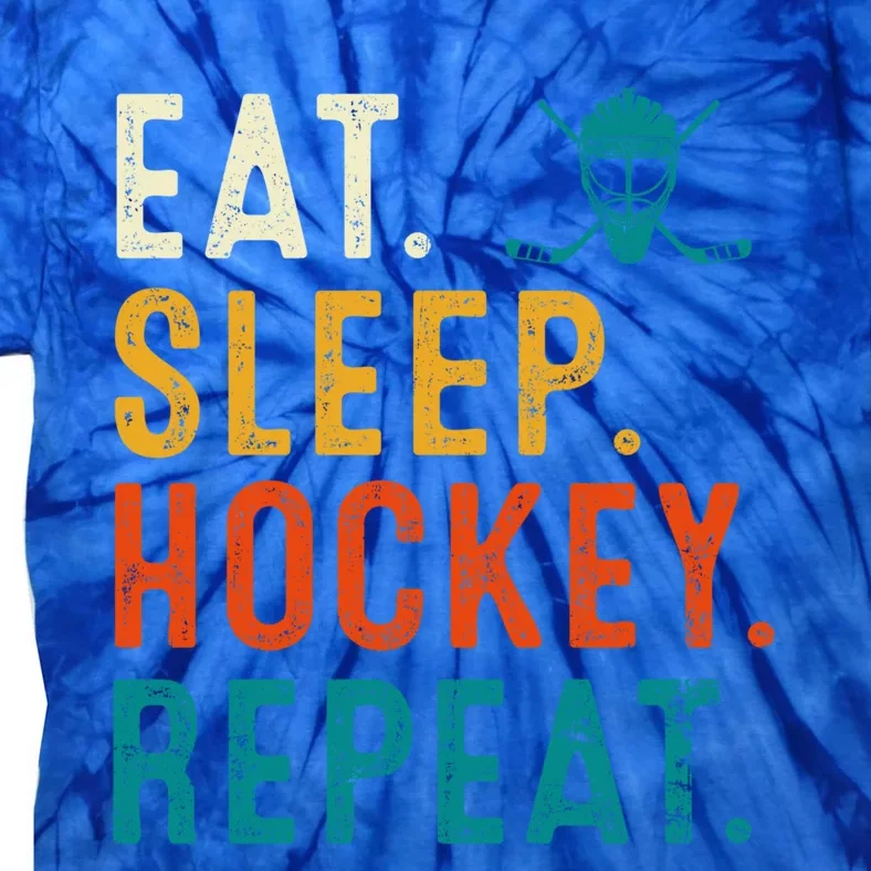 Eat Sleep Hockey Repeat Christmas For Teen Adult Hockey Gift Tie-Dye T-Shirt