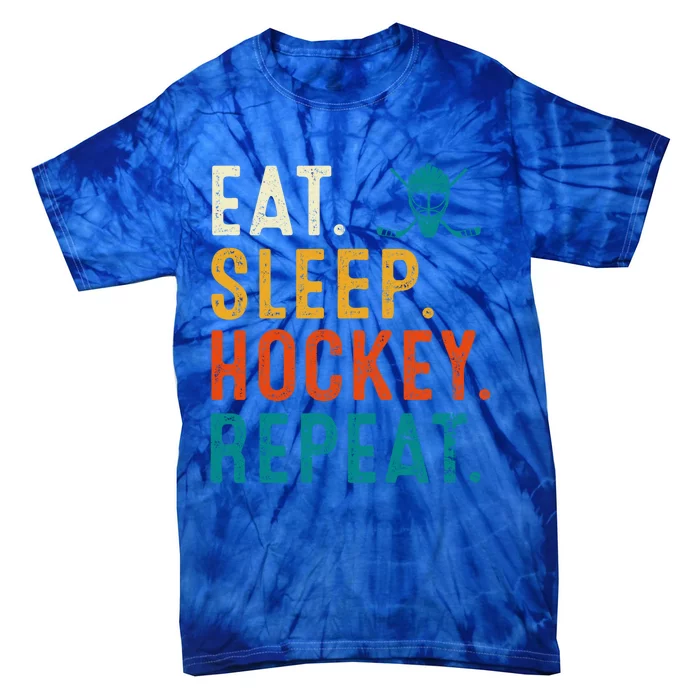 Eat Sleep Hockey Repeat Christmas For Teen Adult Hockey Gift Tie-Dye T-Shirt