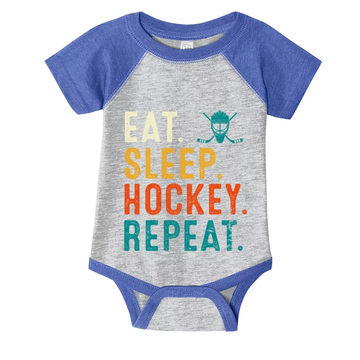 Eat Sleep Hockey Repeat Christmas For Teen Adult Hockey Gift Infant Baby Jersey Bodysuit