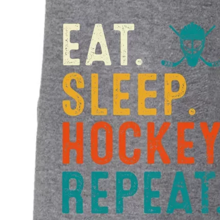 Eat Sleep Hockey Repeat Christmas For Teen Adult Hockey Gift Doggie 3-End Fleece Hoodie