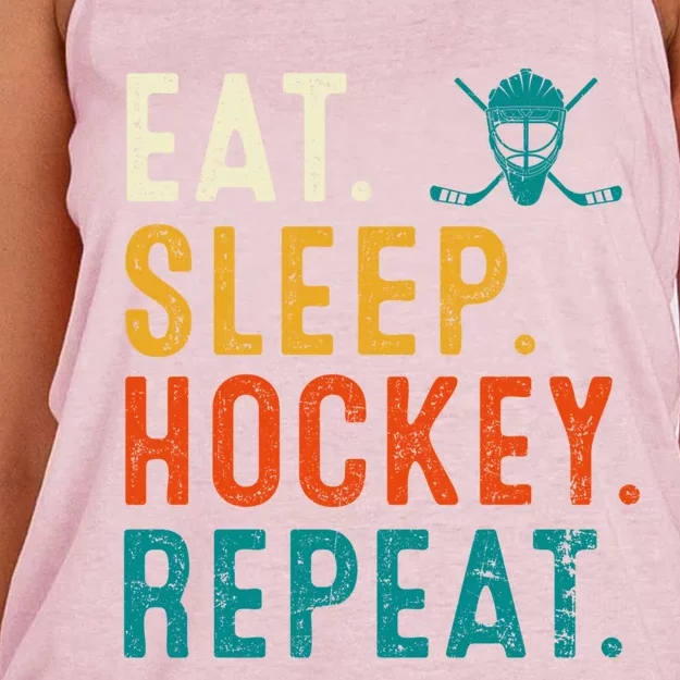 Eat Sleep Hockey Repeat Christmas For Teen Adult Hockey Gift Women's Knotted Racerback Tank