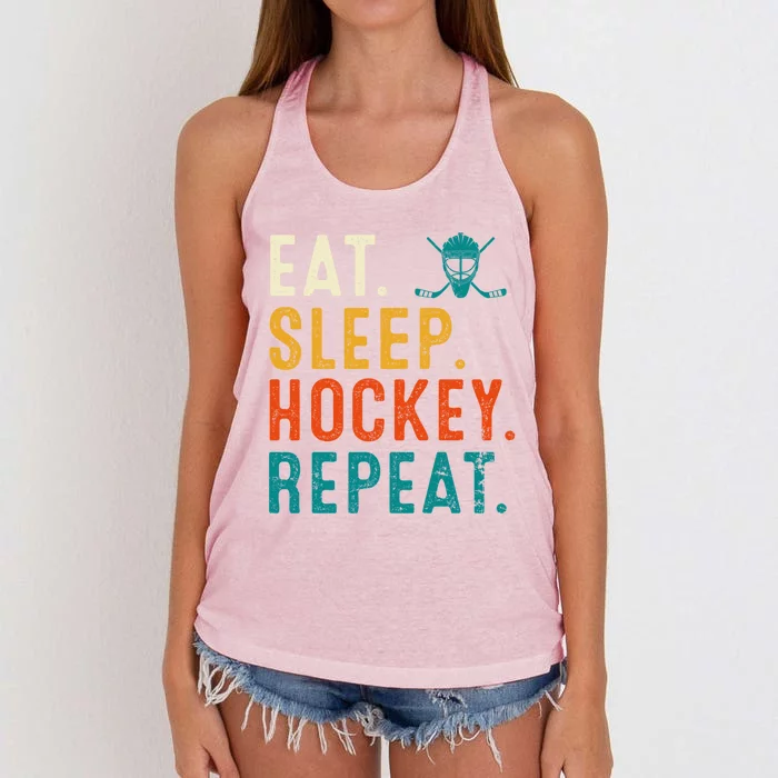 Eat Sleep Hockey Repeat Christmas For Teen Adult Hockey Gift Women's Knotted Racerback Tank