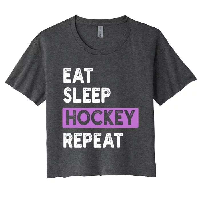 Eat Sleep Hockey Repeagift Hockey Lovers Gift Women's Crop Top Tee