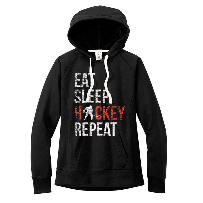 Eat Sleep Hockey Repeat Ice Hockey Women's Fleece Hoodie