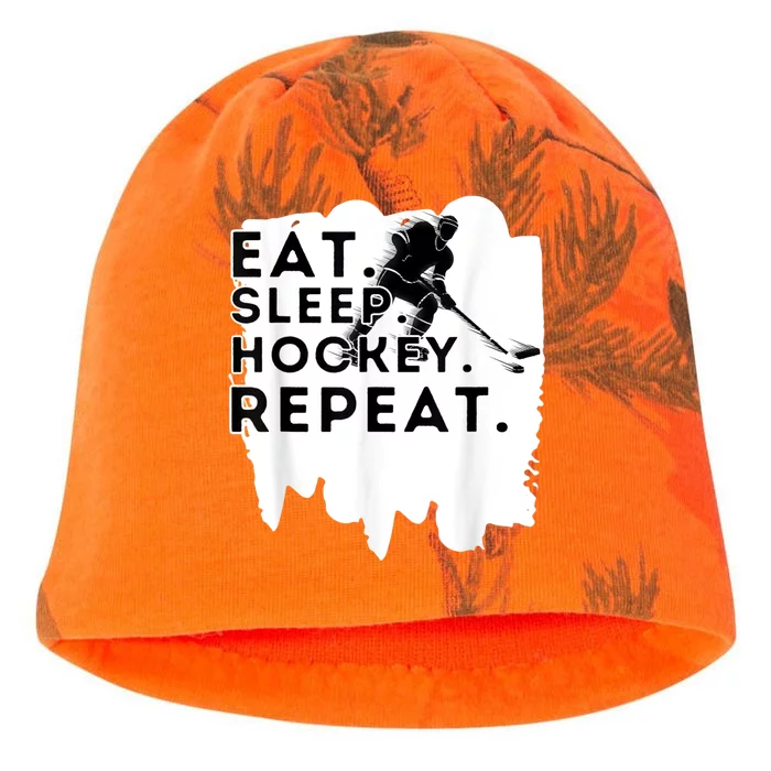 Eat Sleep Hockey Repeat Funny Ice Hockey Player Gift Kati - Camo Knit Beanie