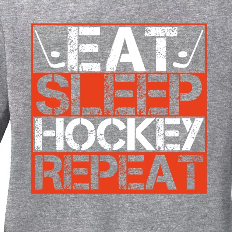 Eat Sleep Hockey Repeat Sport Themed Boy Christmas Ladies Long Sleeve Shirt