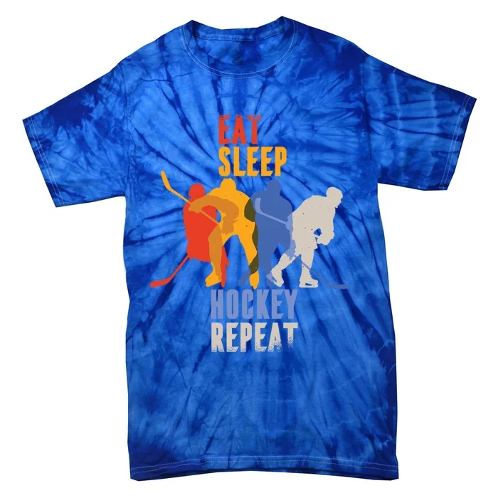 Eat Sleep Hockey Repeat Funny Busy Player Meme Cool Gift Tie-Dye T-Shirt