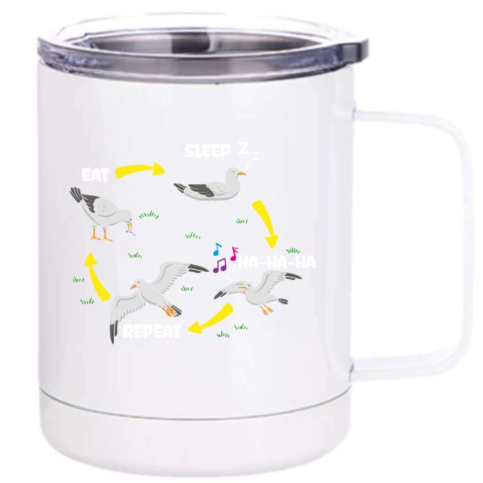 Eat Sleep Hacute Gifthacute Giftha Repeat Flying Bird Seagull Gift Front & Back 12oz Stainless Steel Tumbler Cup