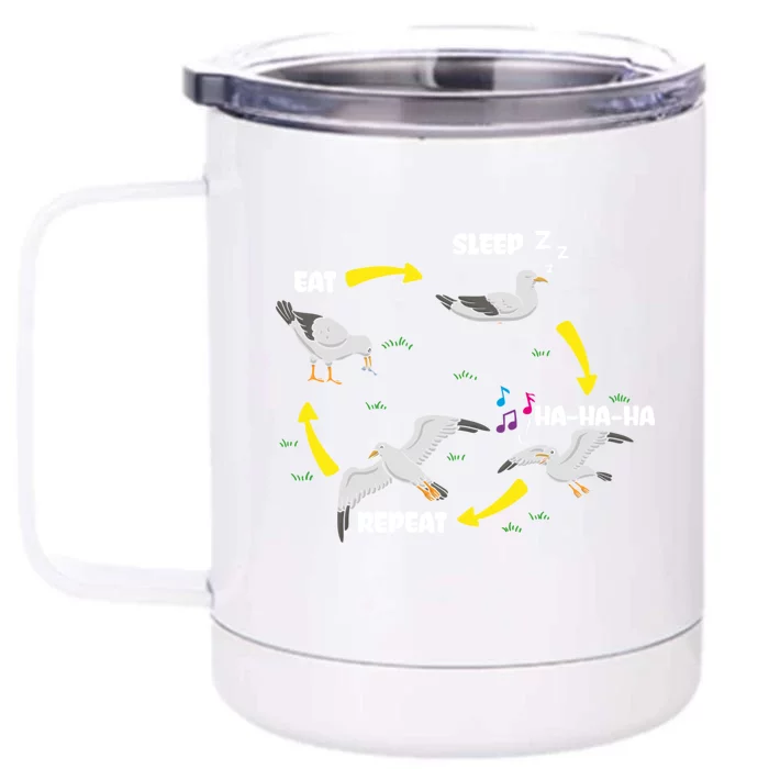 Eat Sleep Hacute Gifthacute Giftha Repeat Flying Bird Seagull Gift Front & Back 12oz Stainless Steel Tumbler Cup