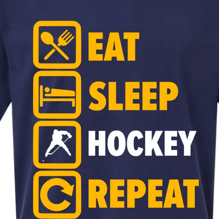 Eat Sleep Hockey Repeat Hockey Player Great Gift Sueded Cloud Jersey T-Shirt