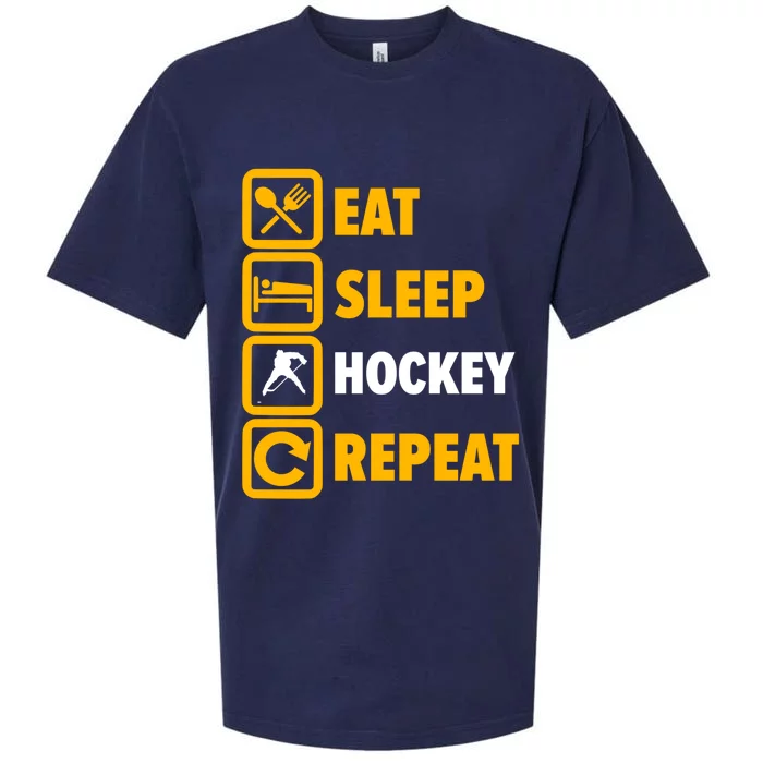 Eat Sleep Hockey Repeat Hockey Player Great Gift Sueded Cloud Jersey T-Shirt