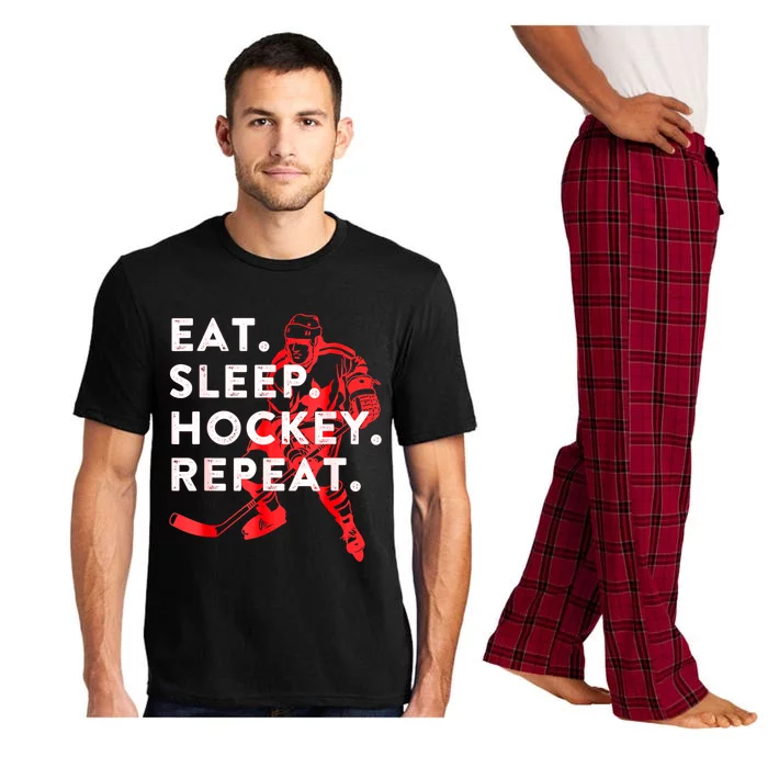 Eat Sleep Hockey Repeat Teens Gift Great Gift Pajama Set