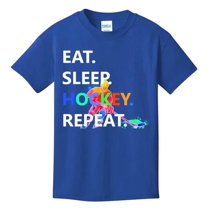 Eat Sleep Hockey Repeat Gift Wow Gift Kids T-Shirt