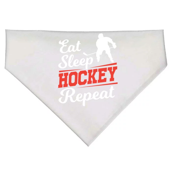 Eat Sleep Hockey Repeat Gift Funny Player And Fan Gift USA-Made Doggie Bandana