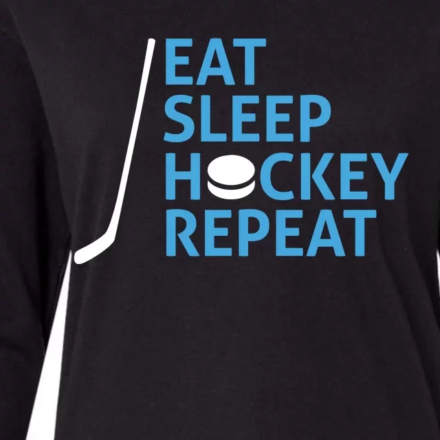 Eat Sleep Hockey Repeat Womens Cotton Relaxed Long Sleeve T-Shirt