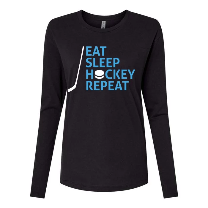 Eat Sleep Hockey Repeat Womens Cotton Relaxed Long Sleeve T-Shirt