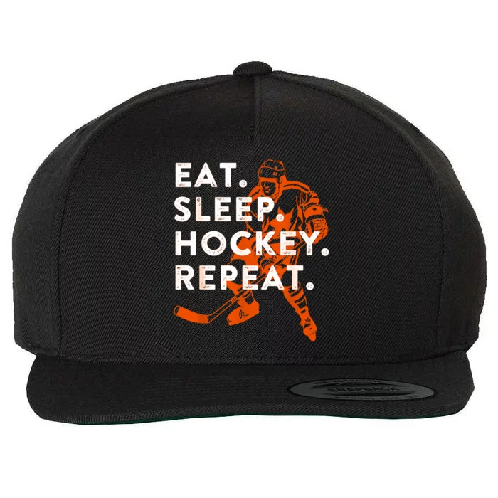 Eat Sleep Hockey Repeat Teens Gift Cool Gift Wool Snapback Cap