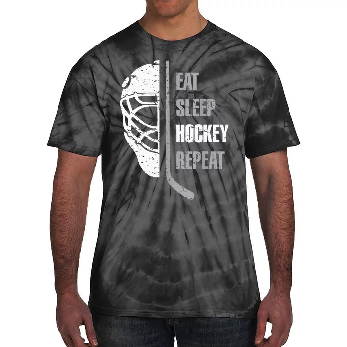 Eat Sleep Hockey Repeat Hockey Funny Ice Hockey Tie-Dye T-Shirt