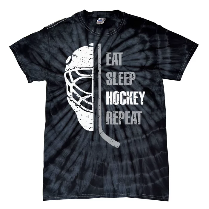 Eat Sleep Hockey Repeat Hockey Funny Ice Hockey Tie-Dye T-Shirt