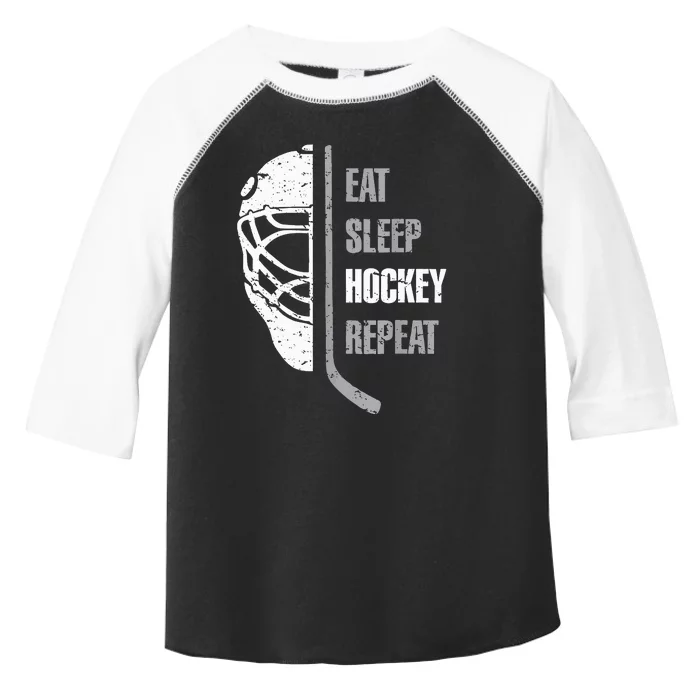 Eat Sleep Hockey Repeat Hockey Funny Ice Hockey Toddler Fine Jersey T-Shirt