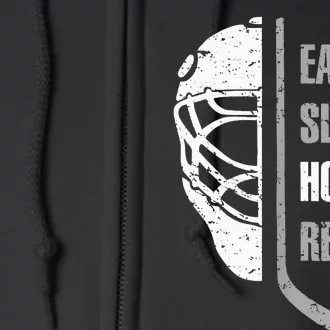 Eat Sleep Hockey Repeat Hockey Funny Ice Hockey Full Zip Hoodie