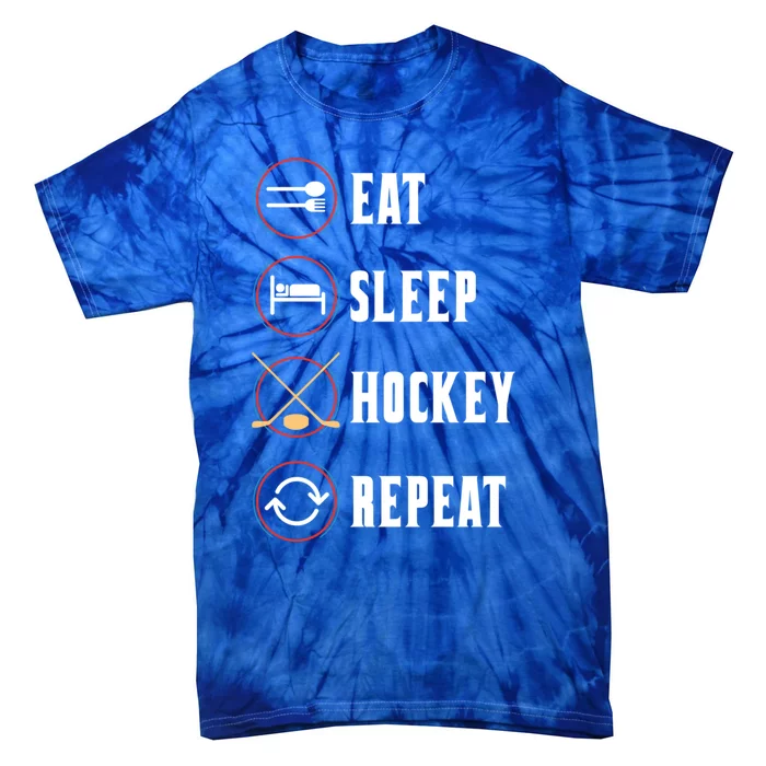 Eat Sleep Hockey Repeat Sport Hockey Player Goalie Hockey Gift Tie-Dye T-Shirt