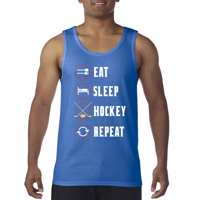 Eat Sleep Hockey Repeat Sport Hockey Player Goalie Hockey Gift Tank Top