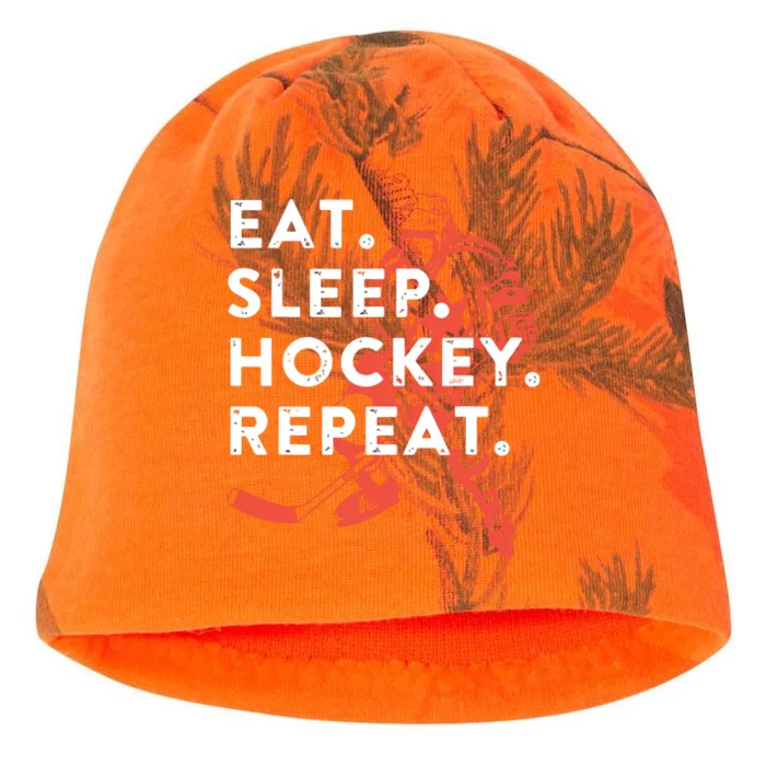 Eat Sleep Hockey Repeat Kati - Camo Knit Beanie