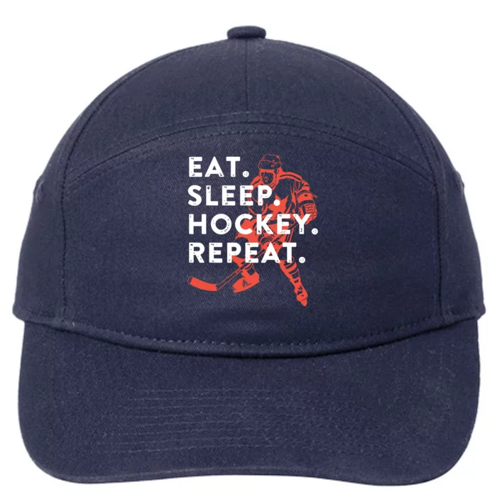 Eat Sleep Hockey Repeat 7-Panel Snapback Hat