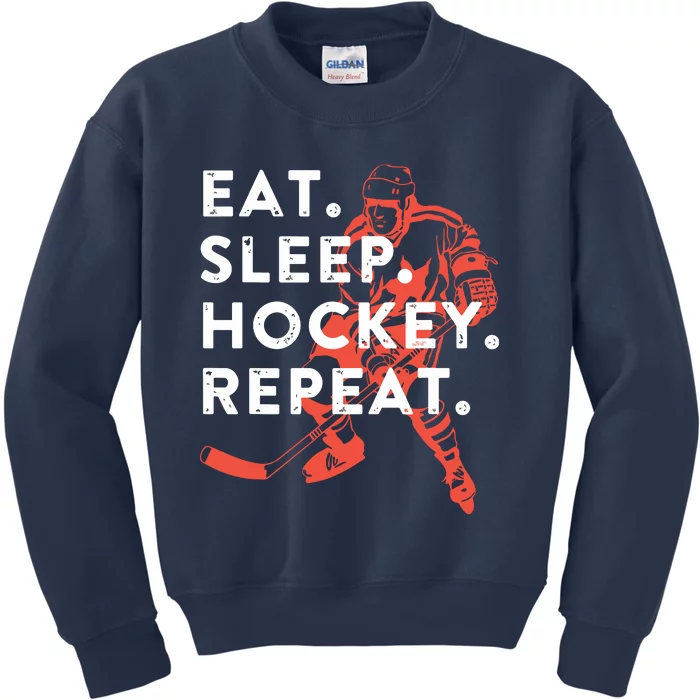 Eat Sleep Hockey Repeat Kids Sweatshirt