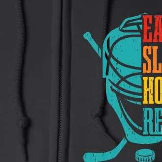 Eat Sleep Hockey Repeat Funny Hockey Player Full Zip Hoodie