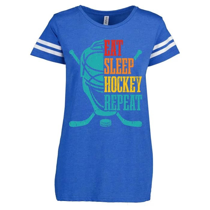 Eat Sleep Hockey Repeat Funny Hockey Player Enza Ladies Jersey Football T-Shirt