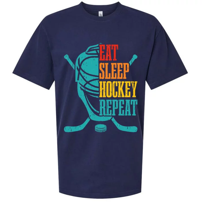 Eat Sleep Hockey Repeat Funny Hockey Player Sueded Cloud Jersey T-Shirt