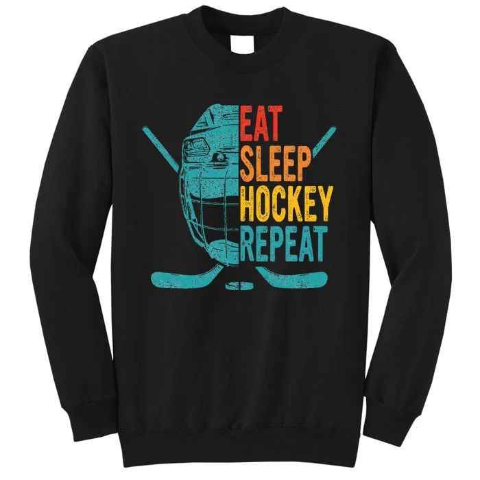 Eat Sleep Hockey Repeat Hockey Funny Ice Hockey Tall Sweatshirt