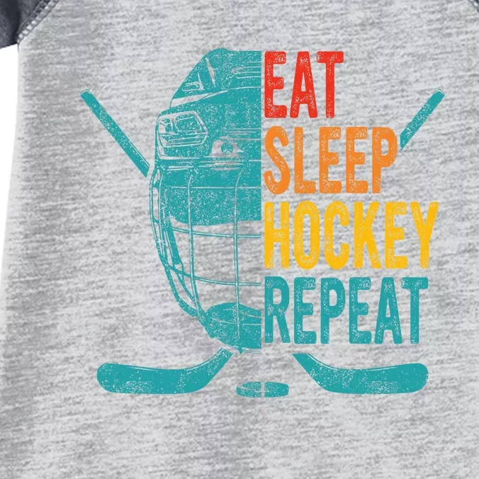 Eat Sleep Hockey Repeat Hockey Funny Ice Hockey Infant Baby Jersey Bodysuit