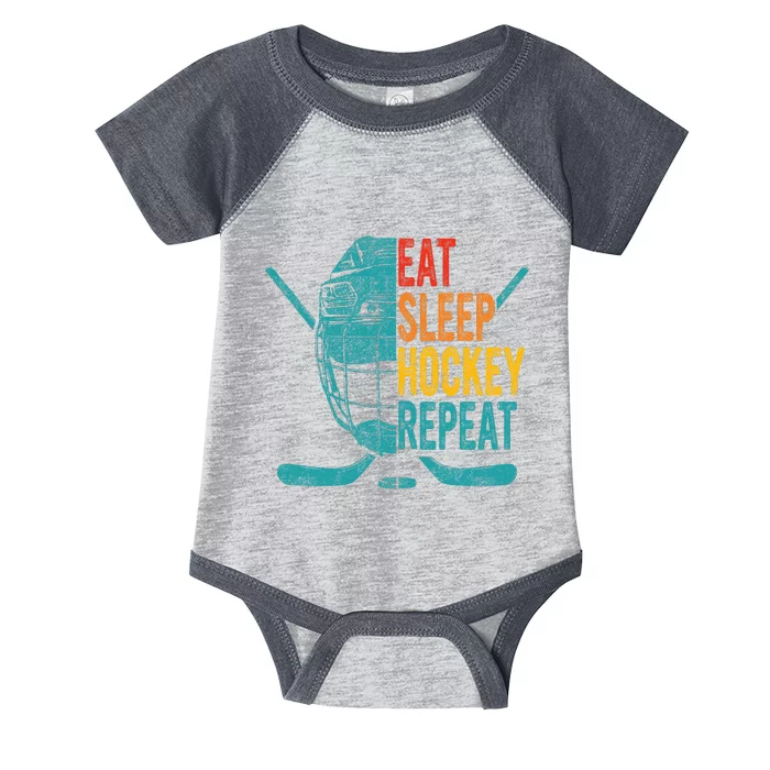 Eat Sleep Hockey Repeat Hockey Funny Ice Hockey Infant Baby Jersey Bodysuit