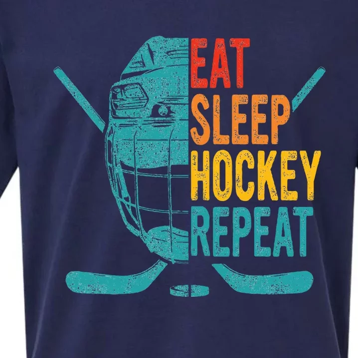 Eat Sleep Hockey Repeat Hockey Funny Ice Hockey Sueded Cloud Jersey T-Shirt