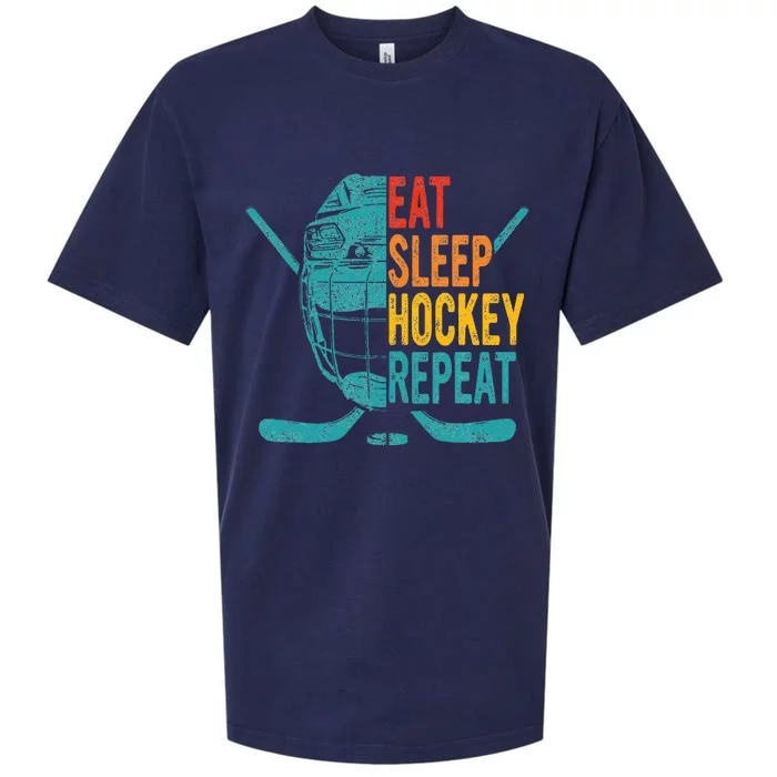 Eat Sleep Hockey Repeat Hockey Funny Ice Hockey Sueded Cloud Jersey T-Shirt