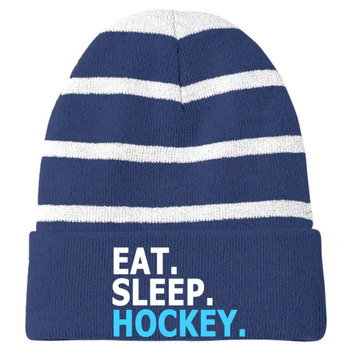 Eat. Sleep. Hockey. Striped Beanie with Solid Band