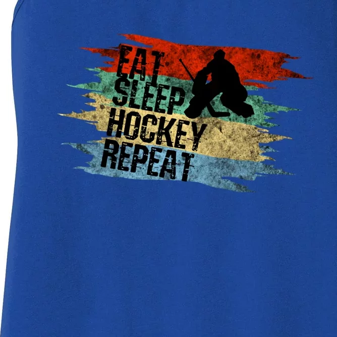 Eat Sleep Hockey Repeat Hockey Lover Funny Gift Women's Racerback Tank