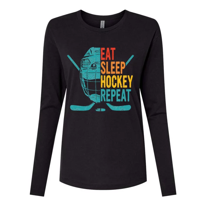 Eat Sleep Hockey Repeat Hockey Ice Hockey Womens Cotton Relaxed Long Sleeve T-Shirt