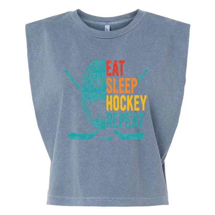 Eat Sleep Hockey Repeat Hockey Ice Hockey Garment-Dyed Women's Muscle Tee