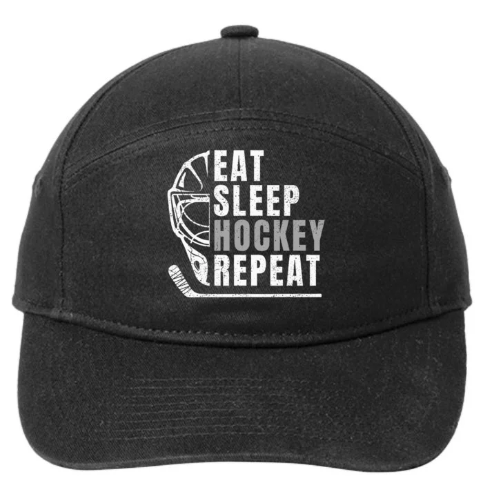 Eat Sleep Hockey Repeat 7-Panel Snapback Hat