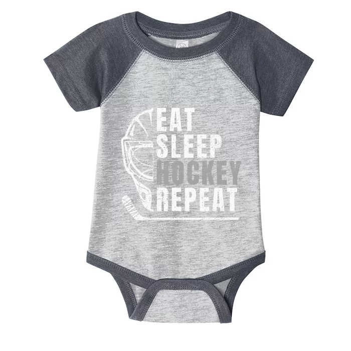 Eat Sleep Hockey Repeat Infant Baby Jersey Bodysuit