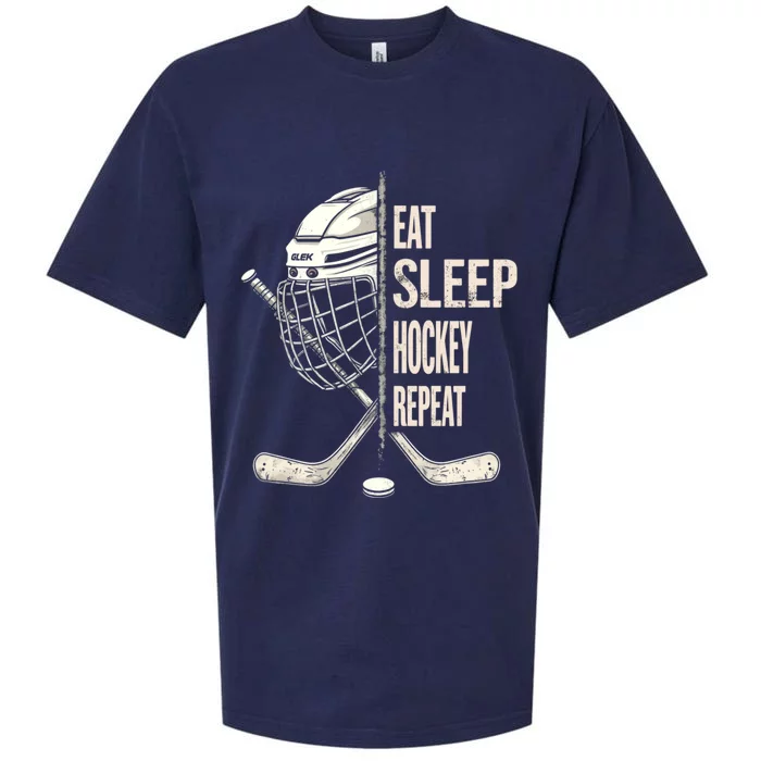 Eat Sleep Hockey Repeat Hockey Funny Gift Sueded Cloud Jersey T-Shirt