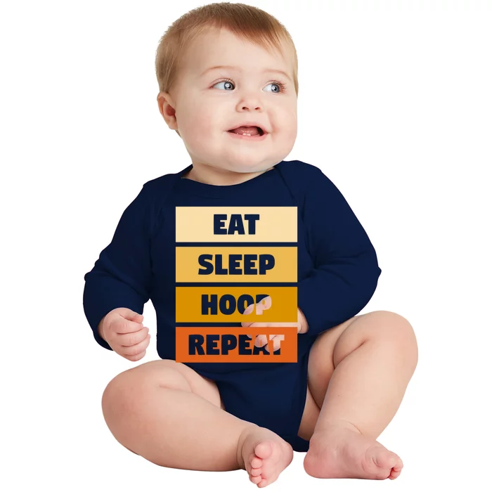 Eat Sleep Hula Repeat Fitness Gym Workout Meaningful Gift Baby Long Sleeve Bodysuit