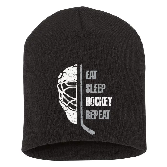 Eat Sleep Hockey Repeat Christmas For Hockey Short Acrylic Beanie