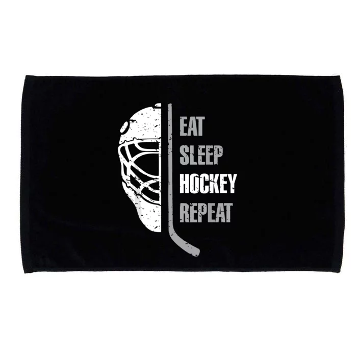 Eat Sleep Hockey Repeat Hockey Funny Ice Hockey Microfiber Hand Towel