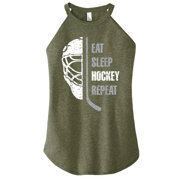 Eat Sleep Hockey Repeat Hockey Funny Ice Hockey Women’s Perfect Tri Rocker Tank